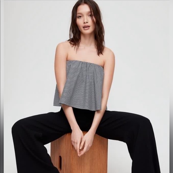 Aritzia babaton eckerd blouse tube top black and white gingham size small - Picture 1 of 1